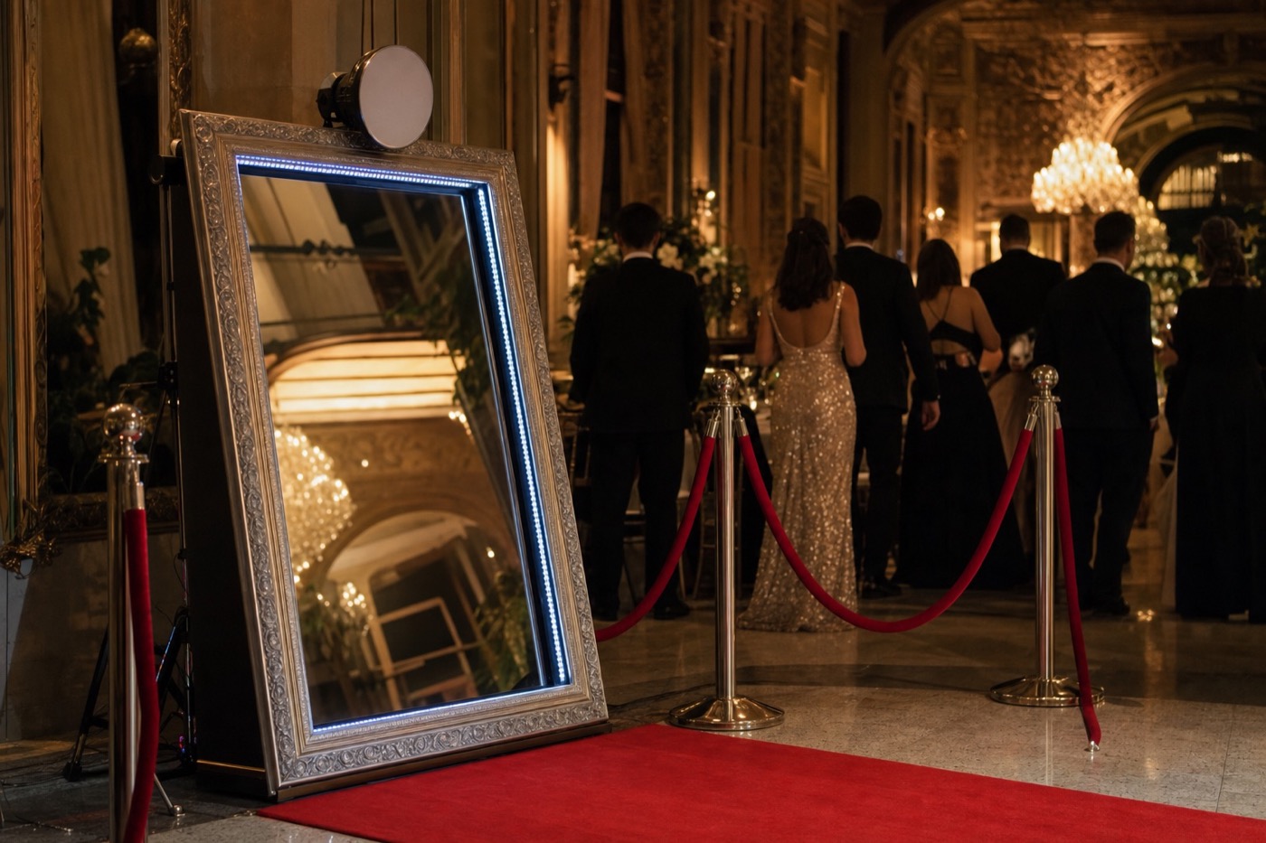 Espejo mágico en boda elegante Barcelona